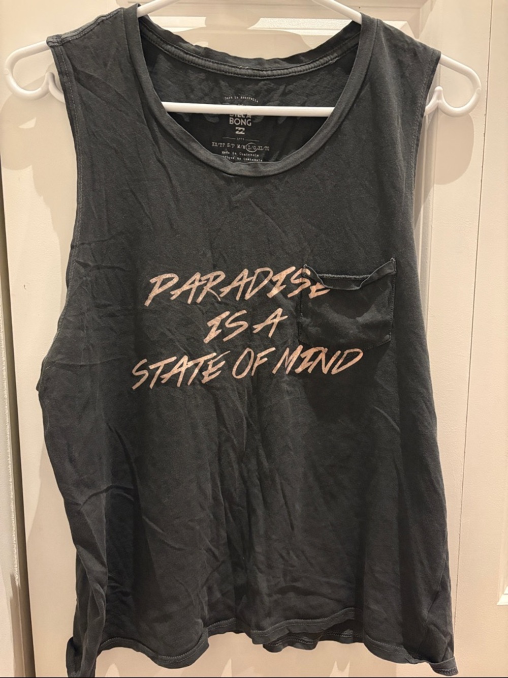 Billabong Tank Top- "Paradise Is A State Of Mind"